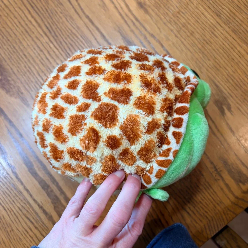 Ty Zoom Turtle Plush Beanie‎ Ballz Green Giraffe Print Shell Glitter Eyes 2013